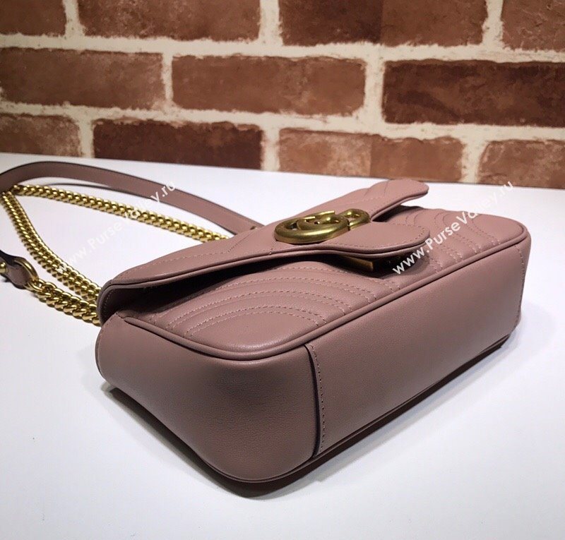 Gucci GG Marmont Matelasse Leather Mini Bag 446744 Nude Pink 2025 (DLH-250630060)