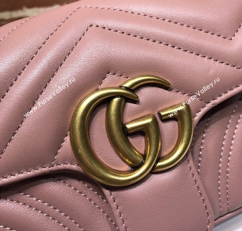Gucci GG Marmont Matelasse Leather Mini Bag 446744 Nude Pink 2025 (DLH-250630060)