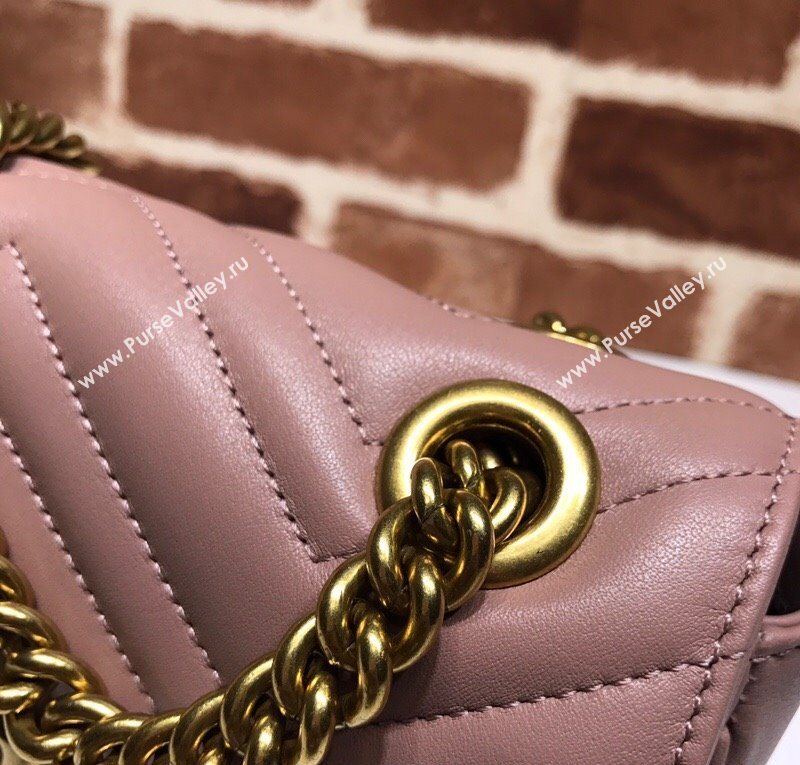 Gucci GG Marmont Matelasse Leather Mini Bag 446744 Nude Pink 2025 (DLH-250630060)