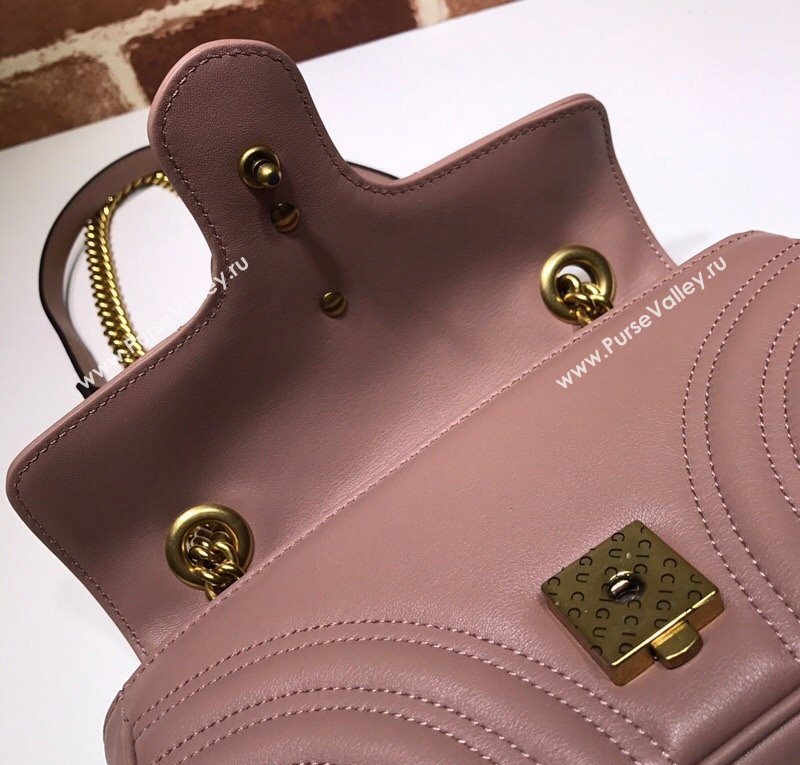 Gucci GG Marmont Matelasse Leather Mini Bag 446744 Nude Pink 2025 (DLH-250630060)