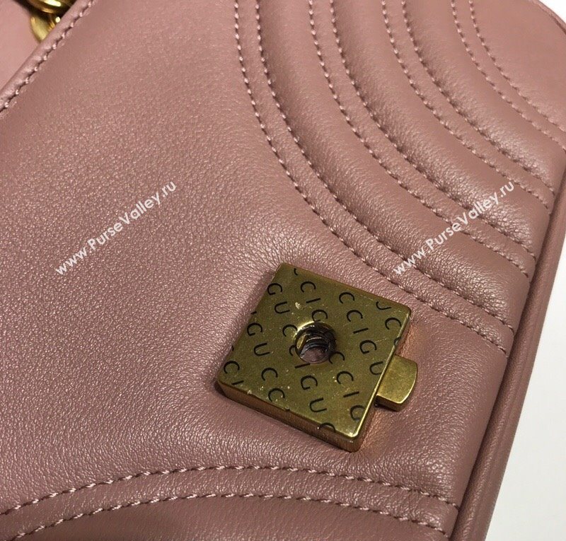 Gucci GG Marmont Matelasse Leather Mini Bag 446744 Nude Pink 2025 (DLH-250630060)