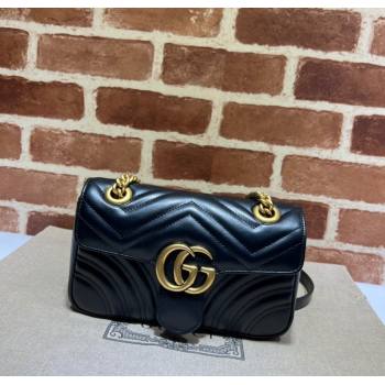 Gucci GG Marmont Matelasse Leather Mini Bag 446744 Black/Gold 2025 (DLH-250630061)
