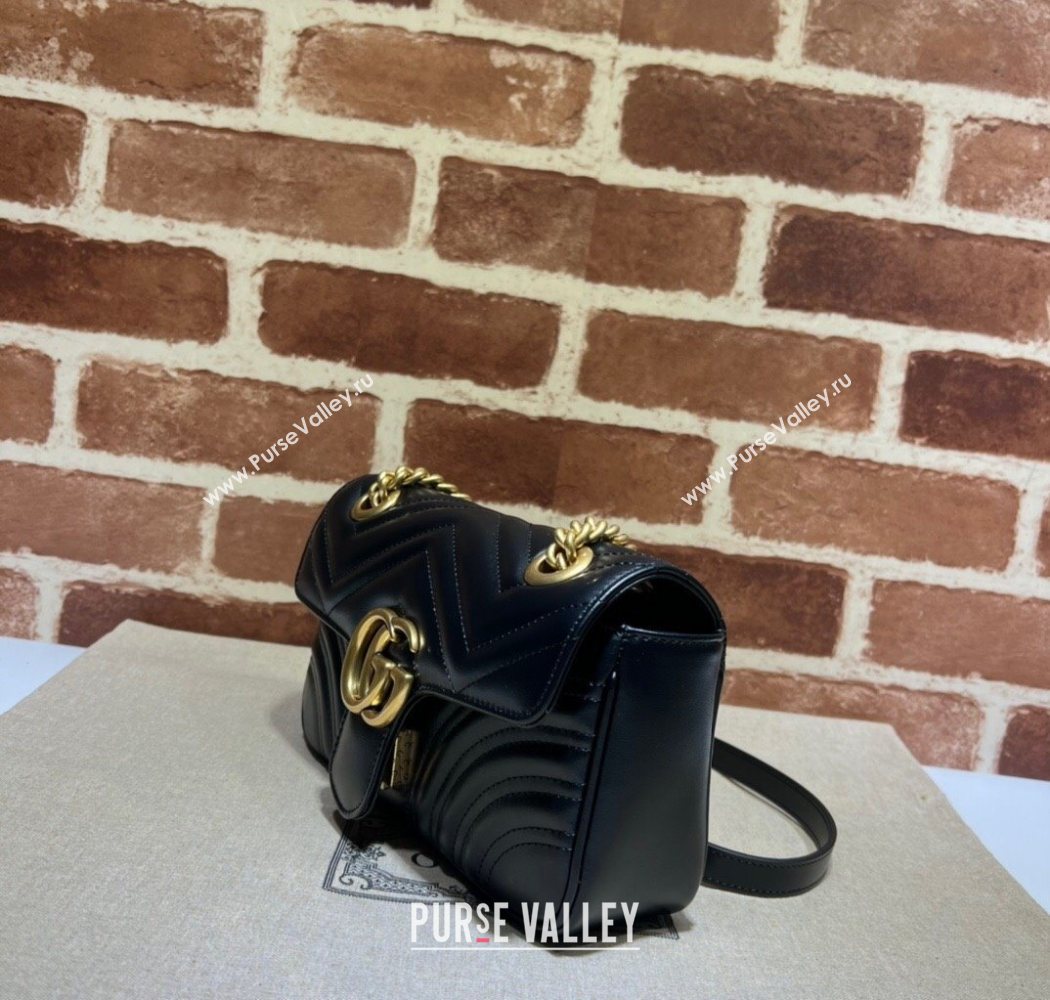 Gucci GG Marmont Matelasse Leather Mini Bag 446744 Black/Gold 2025 (DLH-250630061)