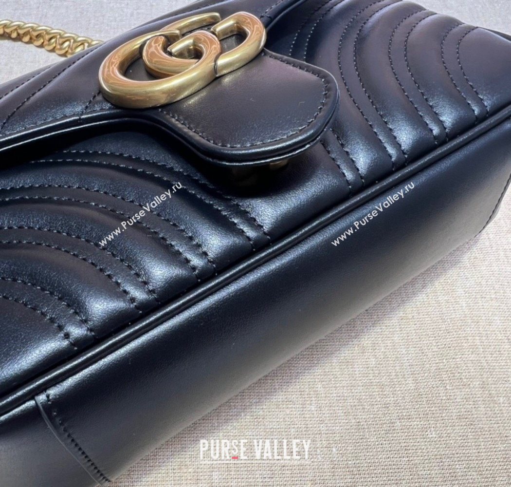 Gucci GG Marmont Matelasse Leather Mini Bag 446744 Black/Gold 2025 (DLH-250630061)