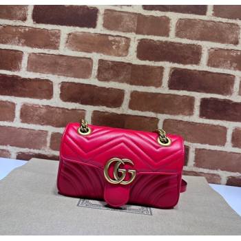 Gucci GG Marmont Matelasse Leather Mini Bag 446744 New Red 2025 (DLH-250630062)