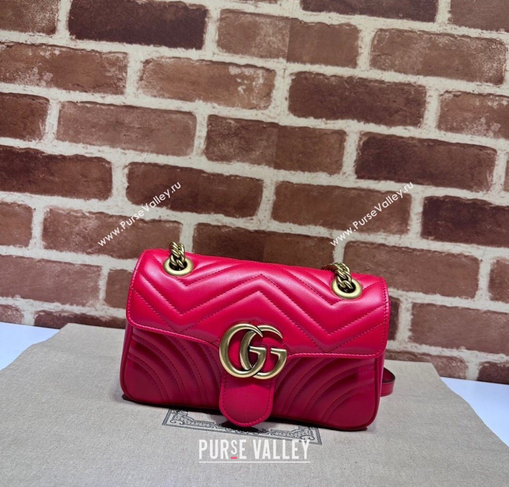 Gucci GG Marmont Matelasse Leather Mini Bag 446744 New Red 2025 (DLH-250630062)