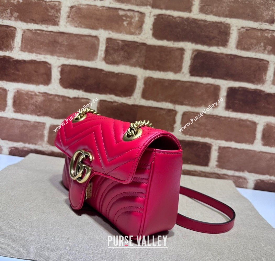 Gucci GG Marmont Matelasse Leather Mini Bag 446744 New Red 2025 (DLH-250630062)