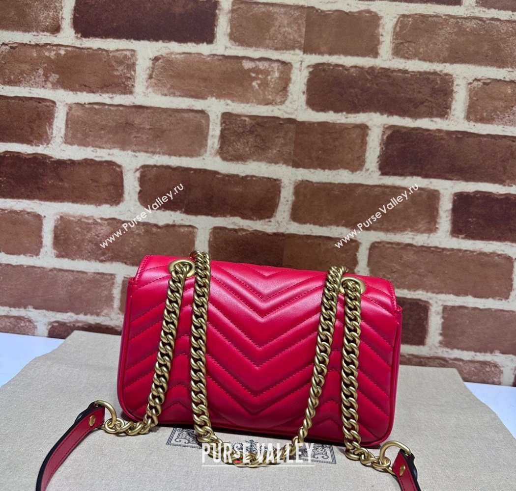 Gucci GG Marmont Matelasse Leather Mini Bag 446744 New Red 2025 (DLH-250630062)