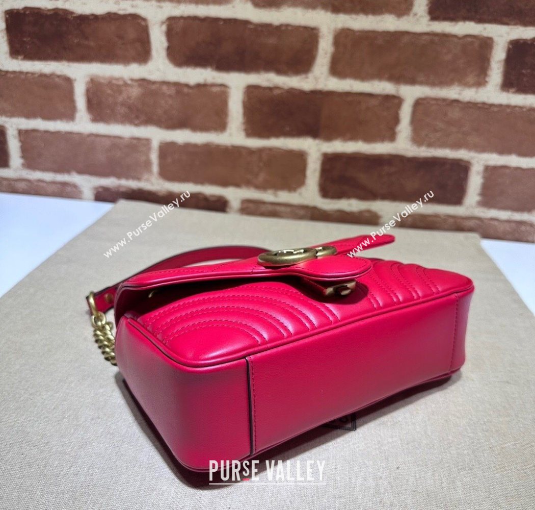 Gucci GG Marmont Matelasse Leather Mini Bag 446744 New Red 2025 (DLH-250630062)