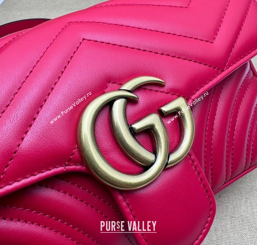 Gucci GG Marmont Matelasse Leather Mini Bag 446744 New Red 2025 (DLH-250630062)