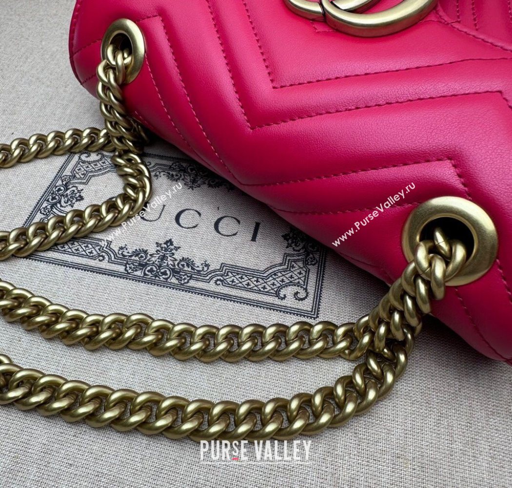 Gucci GG Marmont Matelasse Leather Mini Bag 446744 New Red 2025 (DLH-250630062)