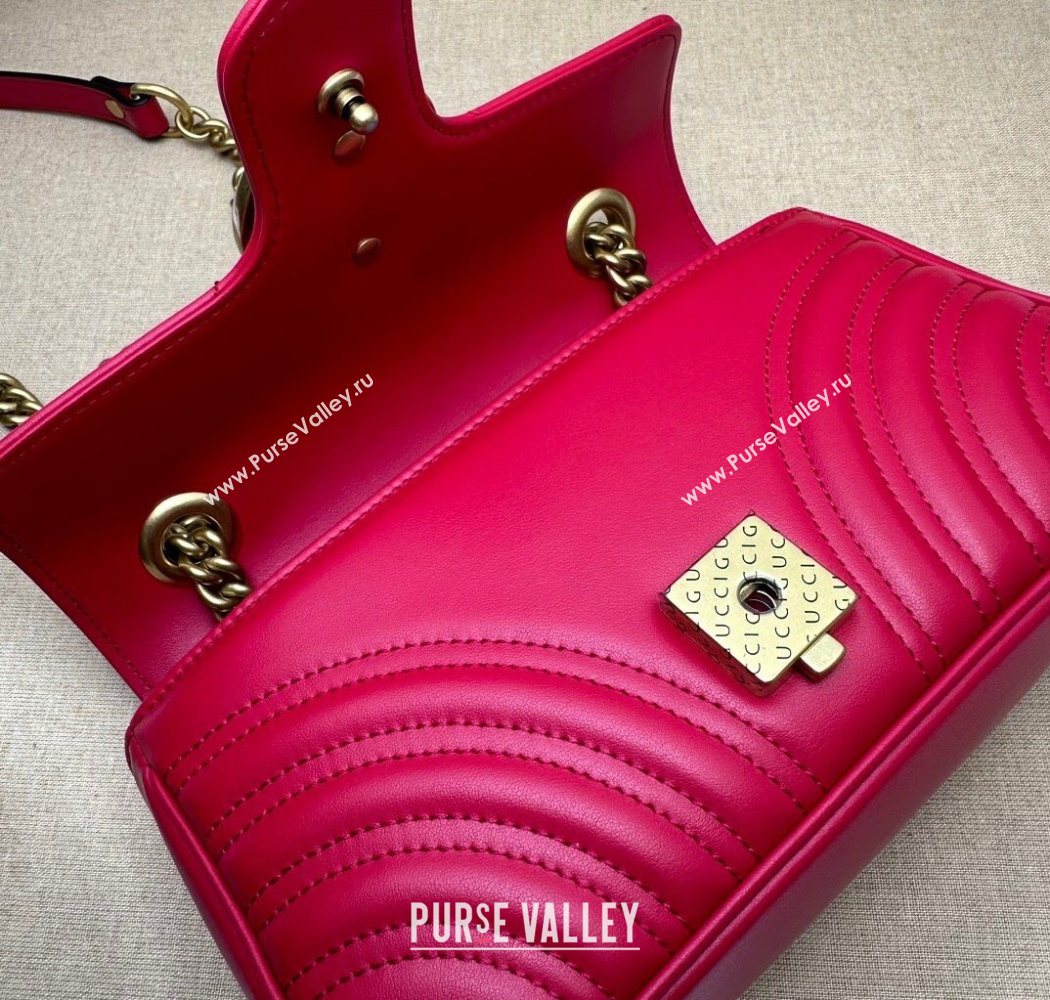 Gucci GG Marmont Matelasse Leather Mini Bag 446744 New Red 2025 (DLH-250630062)