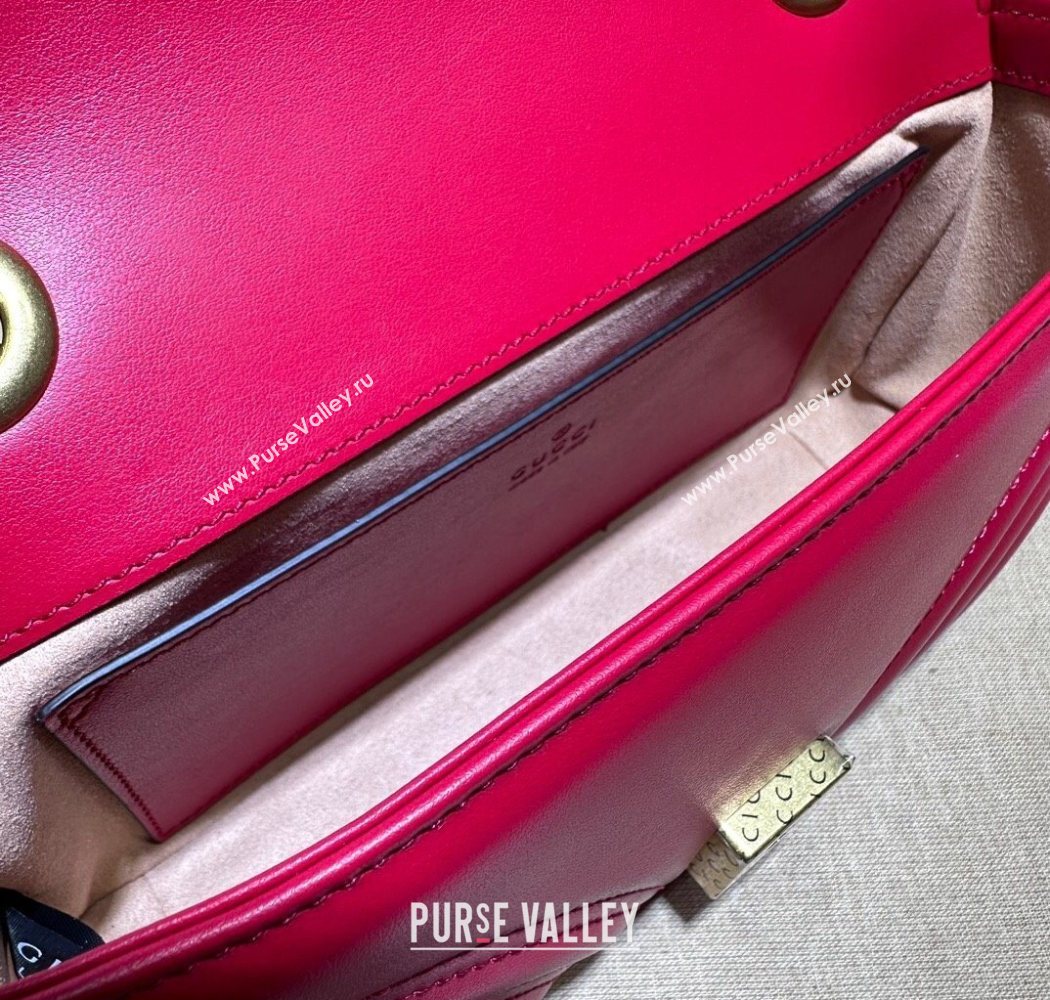 Gucci GG Marmont Matelasse Leather Mini Bag 446744 New Red 2025 (DLH-250630062)