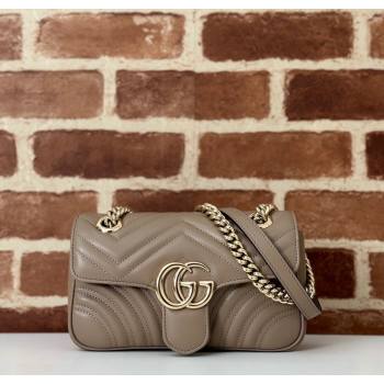 Gucci GG Marmont Matelasse Leather Mini Bag 446744 Taupe Grey 2025 (DLH-250630063)