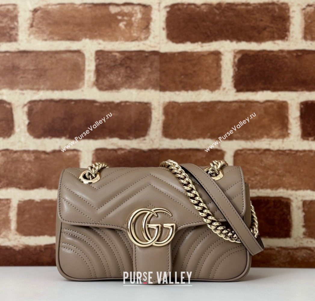 Gucci GG Marmont Matelasse Leather Mini Bag 446744 Taupe Grey 2025 (DLH-250630063)