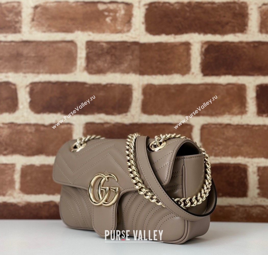 Gucci GG Marmont Matelasse Leather Mini Bag 446744 Taupe Grey 2025 (DLH-250630063)