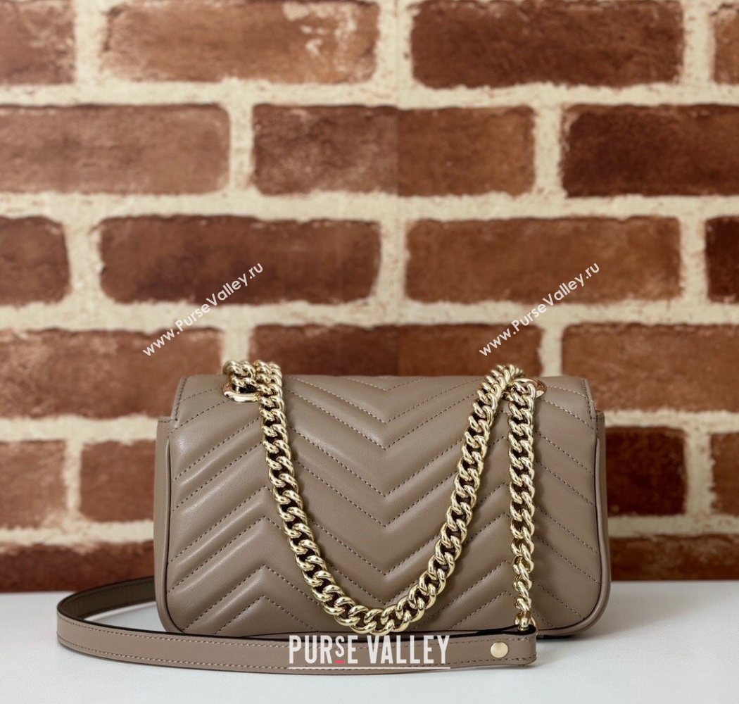 Gucci GG Marmont Matelasse Leather Mini Bag 446744 Taupe Grey 2025 (DLH-250630063)