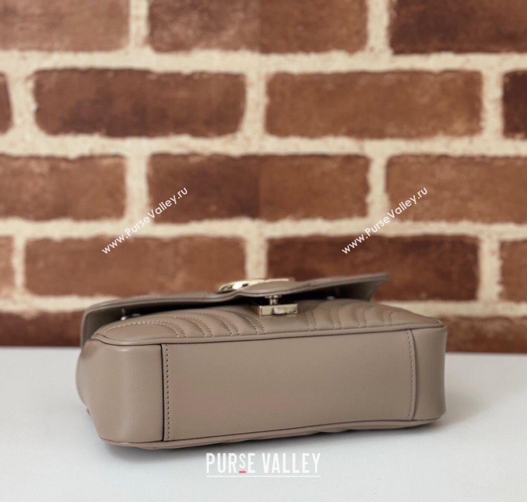 Gucci GG Marmont Matelasse Leather Mini Bag 446744 Taupe Grey 2025 (DLH-250630063)