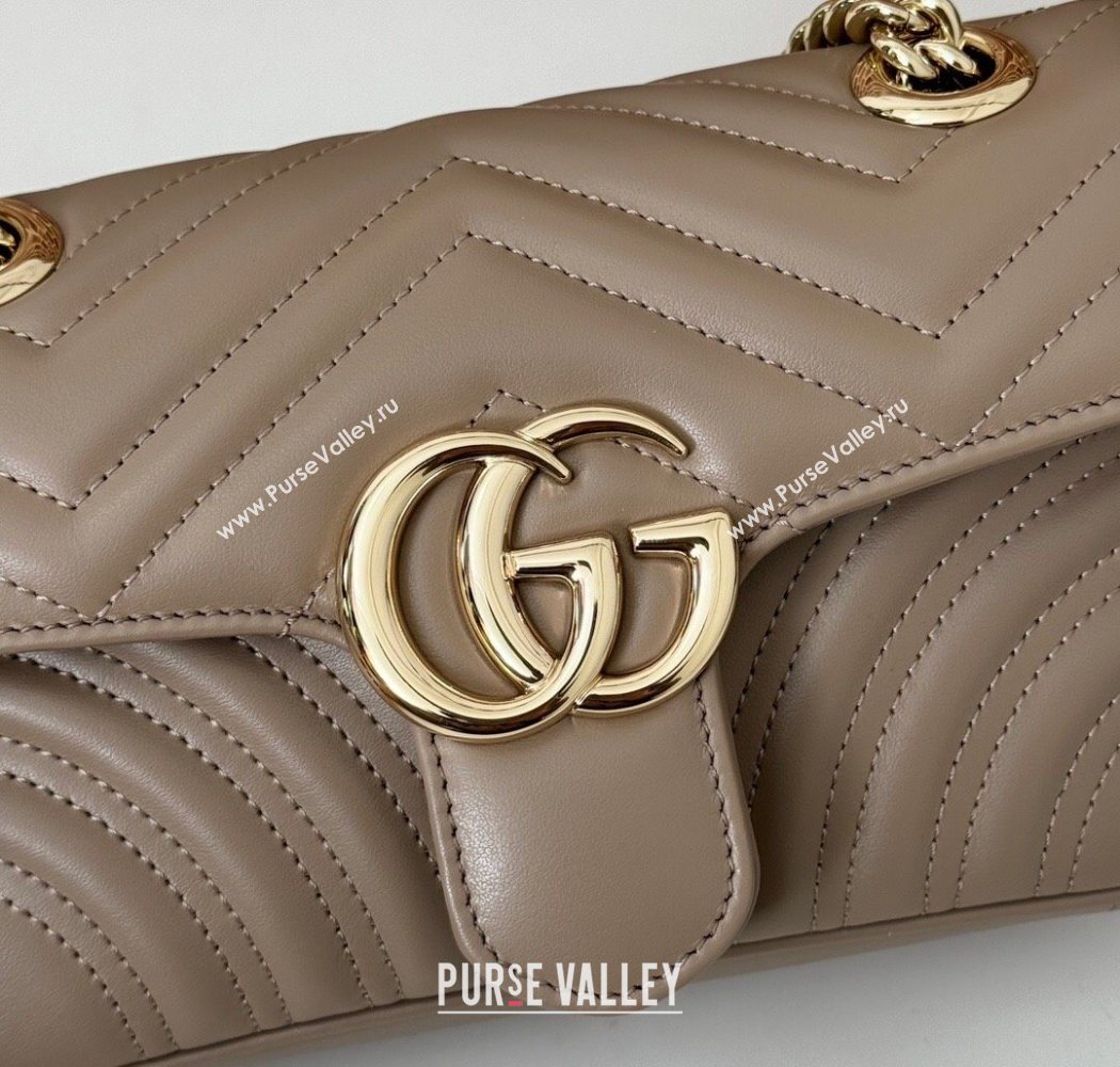 Gucci GG Marmont Matelasse Leather Mini Bag 446744 Taupe Grey 2025 (DLH-250630063)