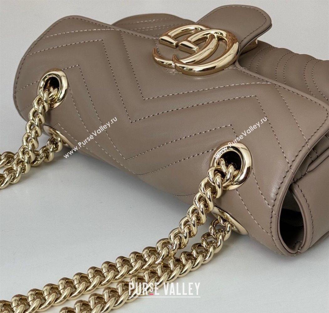 Gucci GG Marmont Matelasse Leather Mini Bag 446744 Taupe Grey 2025 (DLH-250630063)