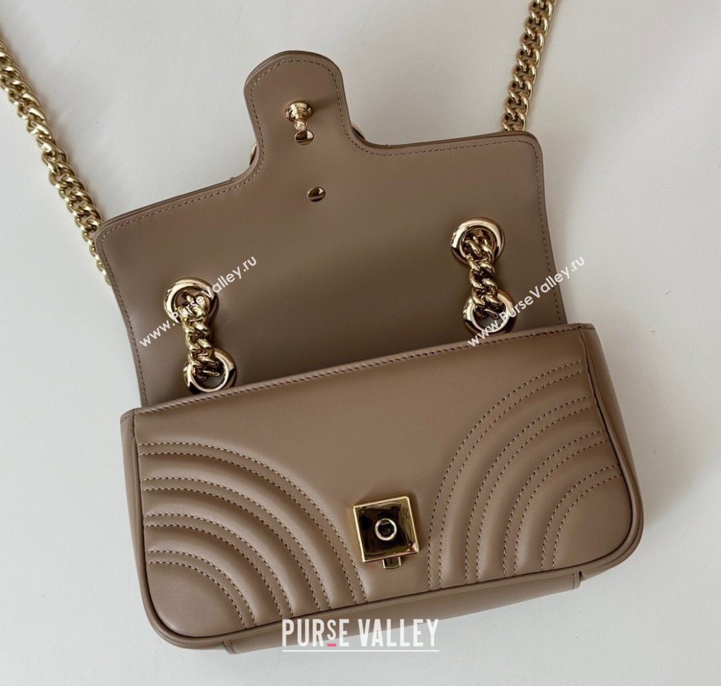 Gucci GG Marmont Matelasse Leather Mini Bag 446744 Taupe Grey 2025 (DLH-250630063)