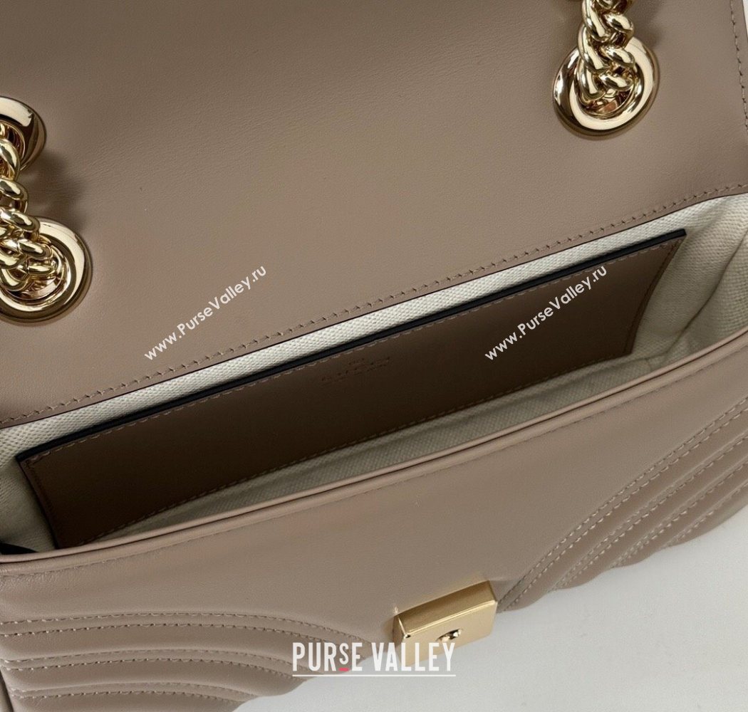 Gucci GG Marmont Matelasse Leather Mini Bag 446744 Taupe Grey 2025 (DLH-250630063)
