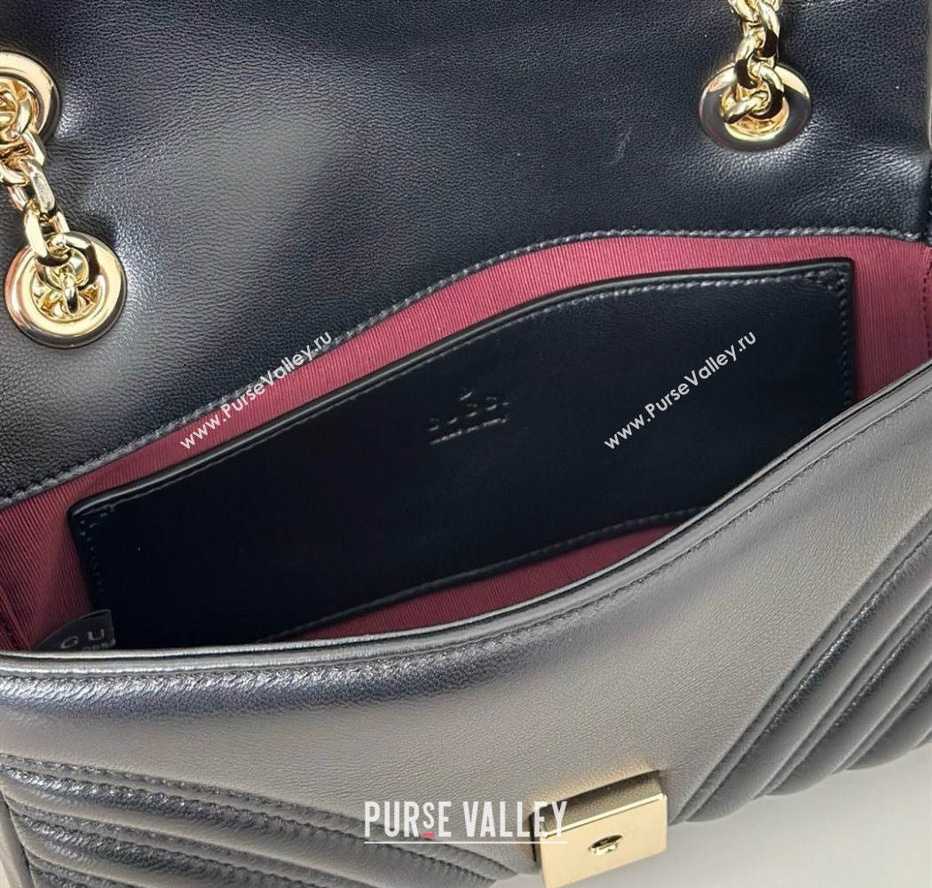 Gucci GG Marmont Small shoulder bag Black 2025 837280 (DLH-250630017)
