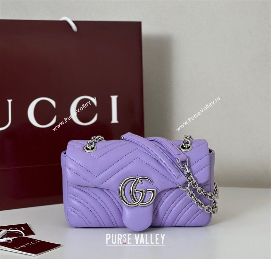 Gucci GG Marmont Small shoulder bag Lilac Purple 2025 837280 (DLH-250630022)