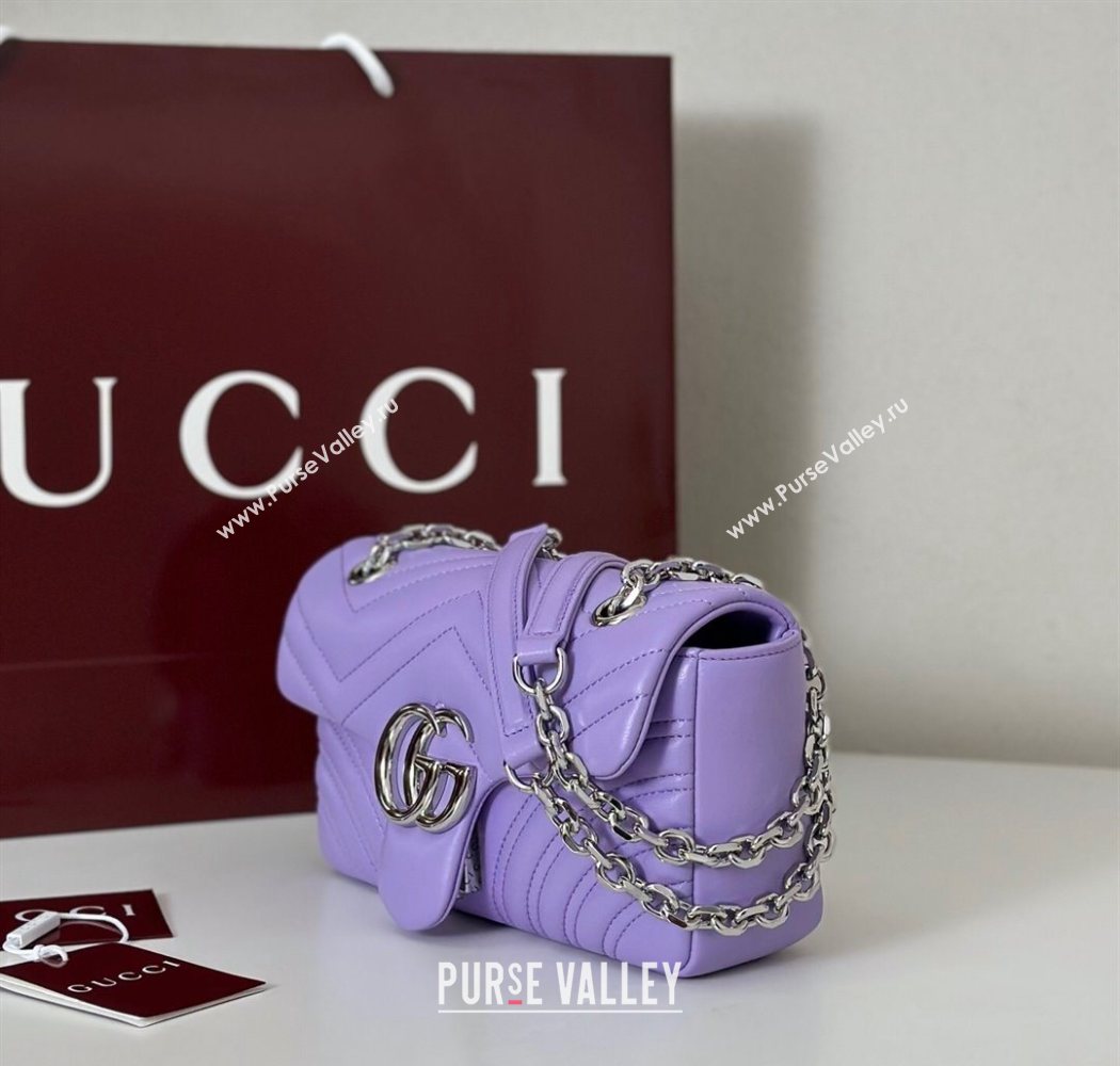 Gucci GG Marmont Small shoulder bag Lilac Purple 2025 837280 (DLH-250630022)