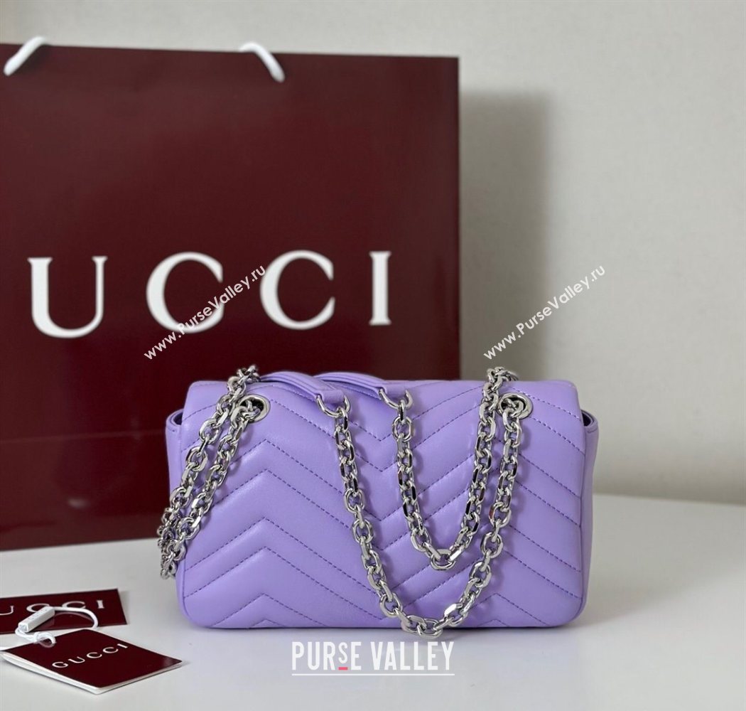 Gucci GG Marmont Small shoulder bag Lilac Purple 2025 837280 (DLH-250630022)