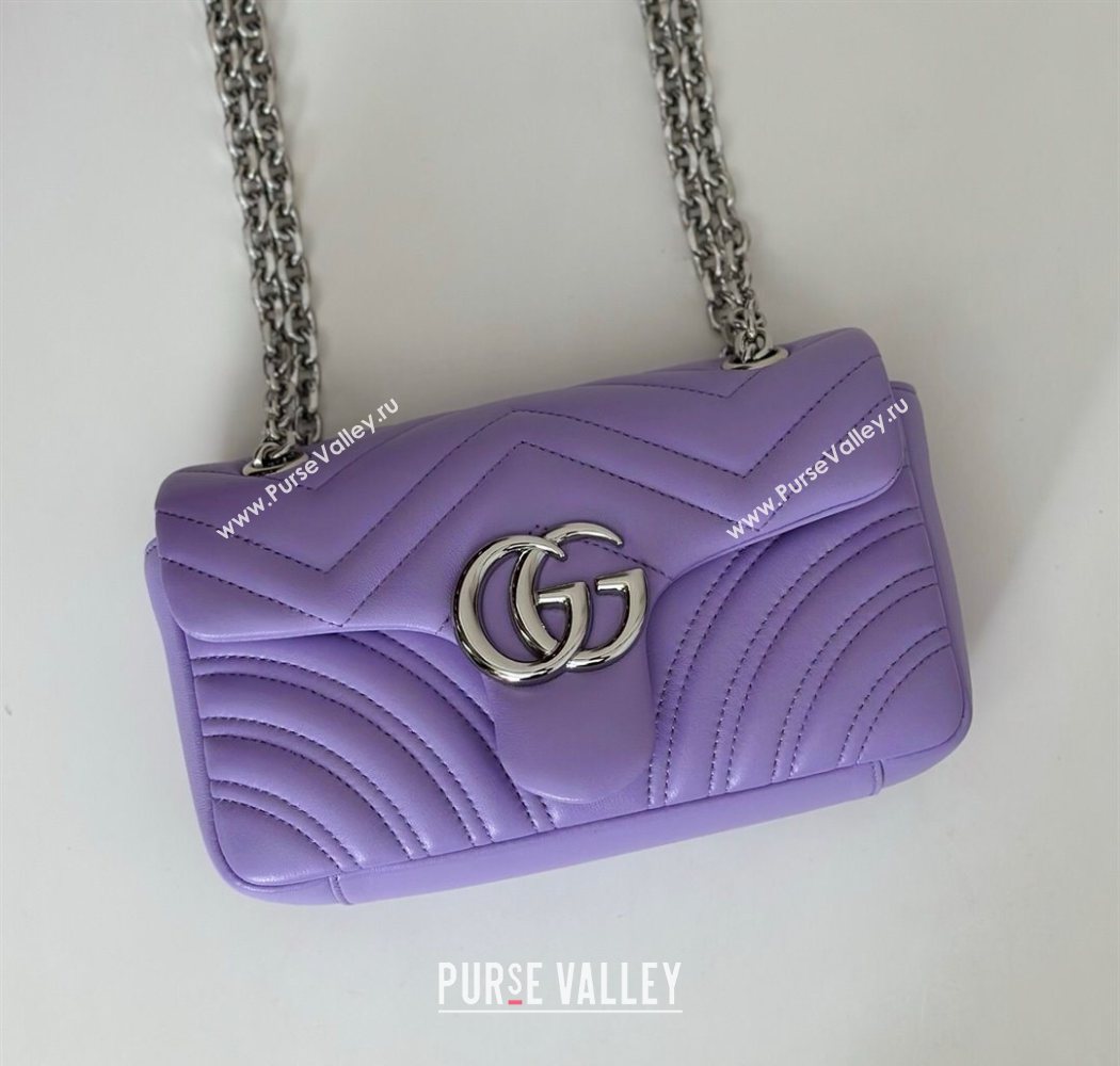 Gucci GG Marmont Small shoulder bag Lilac Purple 2025 837280 (DLH-250630022)