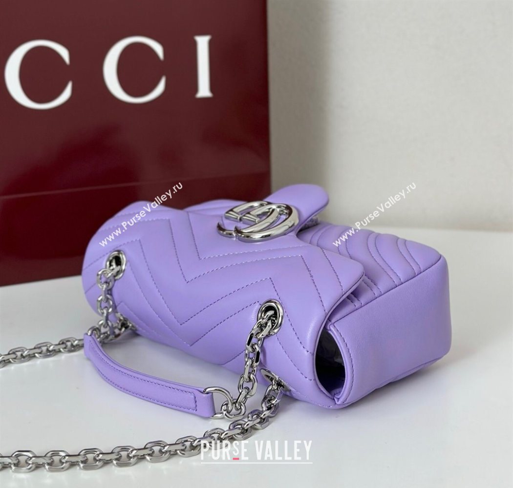 Gucci GG Marmont Small shoulder bag Lilac Purple 2025 837280 (DLH-250630022)