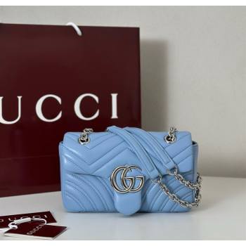 Gucci GG Marmont Small shoulder bag Light Blue 2025 837280 (DLH-250630023)