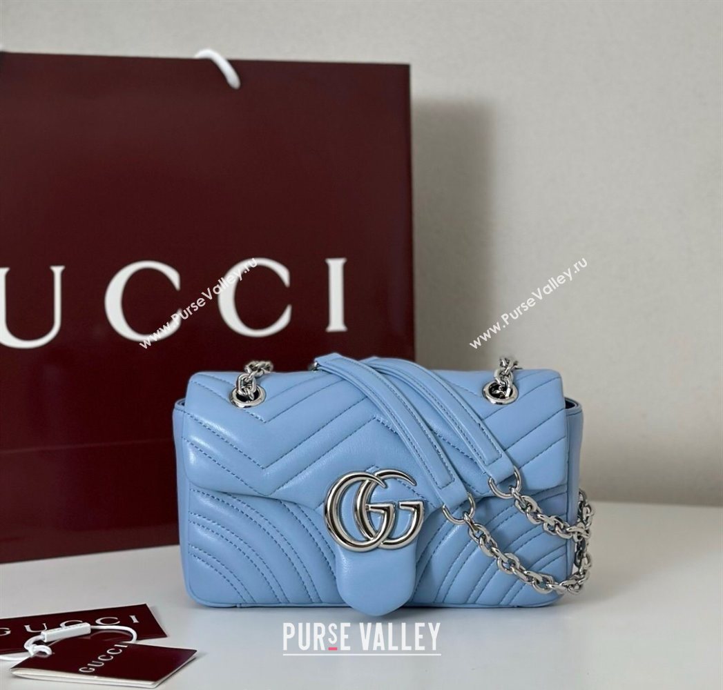 Gucci GG Marmont Small shoulder bag Light Blue 2025 837280 (DLH-250630023)