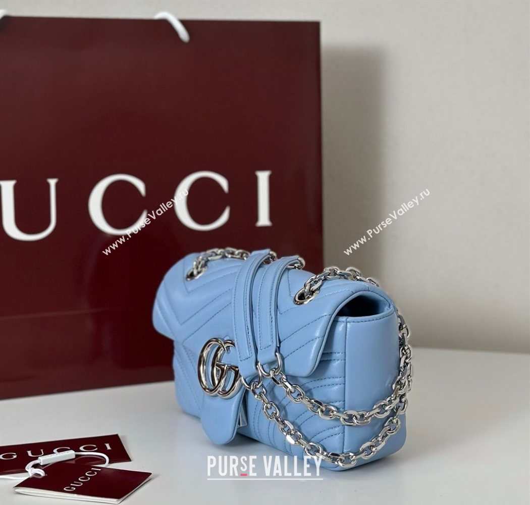 Gucci GG Marmont Small shoulder bag Light Blue 2025 837280 (DLH-250630023)