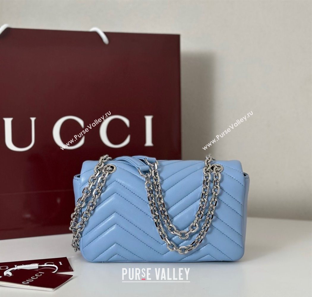 Gucci GG Marmont Small shoulder bag Light Blue 2025 837280 (DLH-250630023)
