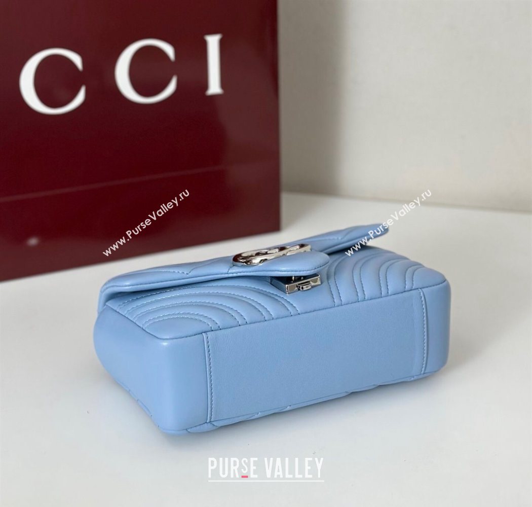 Gucci GG Marmont Small shoulder bag Light Blue 2025 837280 (DLH-250630023)