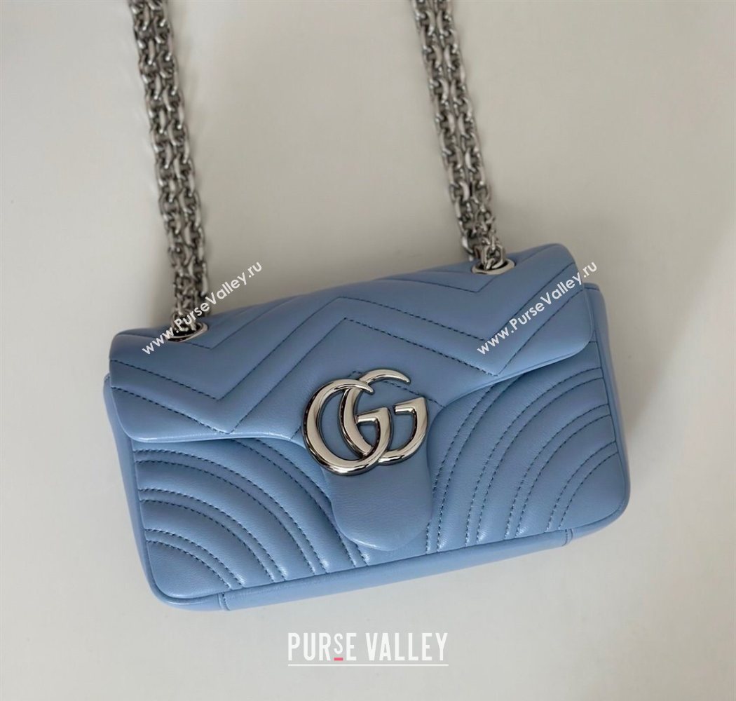 Gucci GG Marmont Small shoulder bag Light Blue 2025 837280 (DLH-250630023)