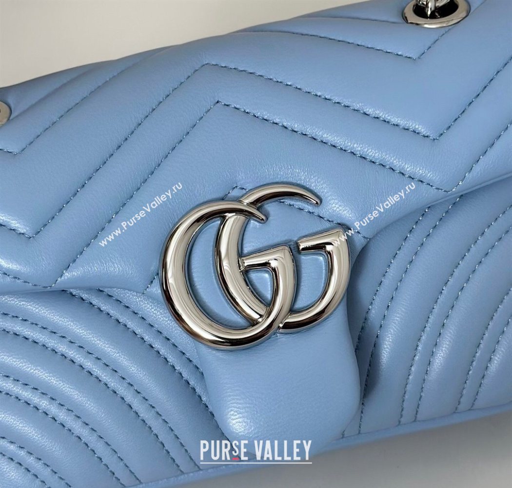 Gucci GG Marmont Small shoulder bag Light Blue 2025 837280 (DLH-250630023)