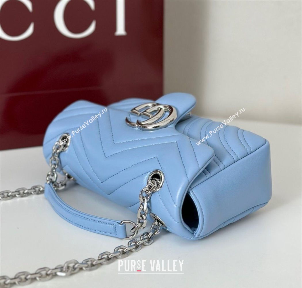 Gucci GG Marmont Small shoulder bag Light Blue 2025 837280 (DLH-250630023)