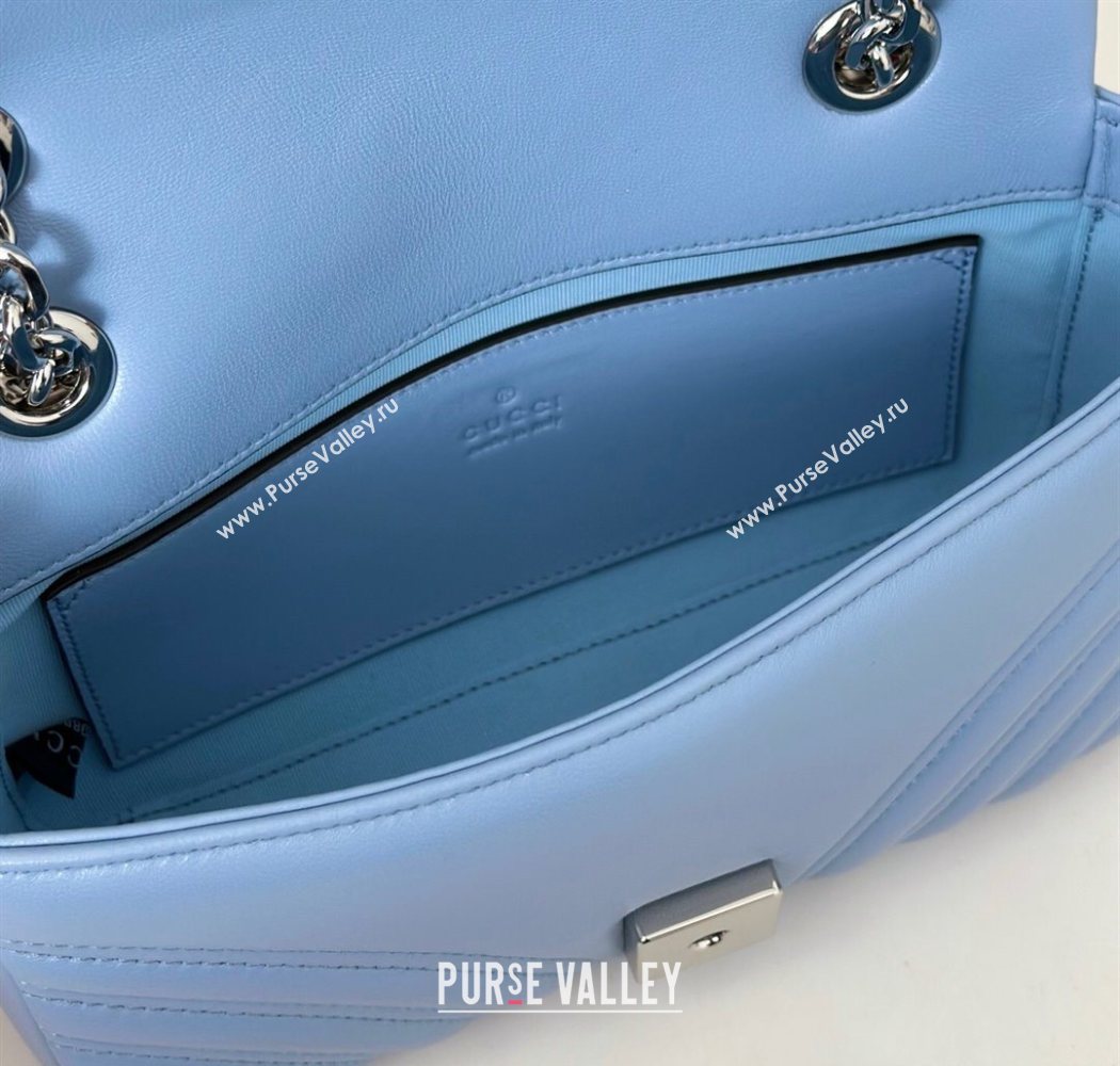 Gucci GG Marmont Small shoulder bag Light Blue 2025 837280 (DLH-250630023)