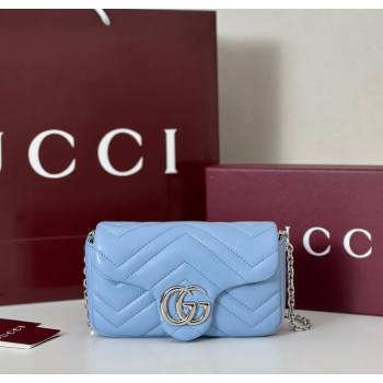 Gucci GG Marmont mini shoulder bag Light Blue 2025 841290 (DLH-250630009)