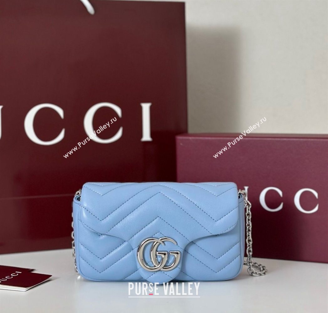 Gucci GG Marmont mini shoulder bag Light Blue 2025 841290 (DLH-250630009)