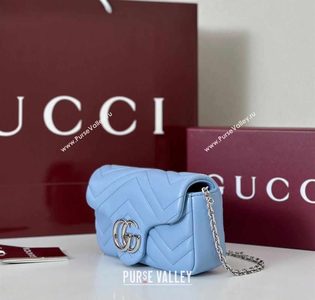 Gucci GG Marmont mini shoulder bag Light Blue 2025 841290 (DLH-250630009)