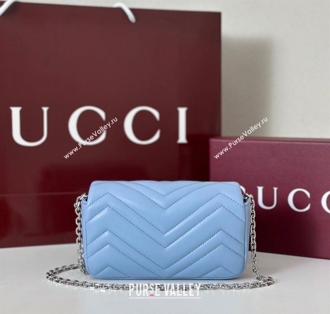 Gucci GG Marmont mini shoulder bag Light Blue 2025 841290 (DLH-250630009)