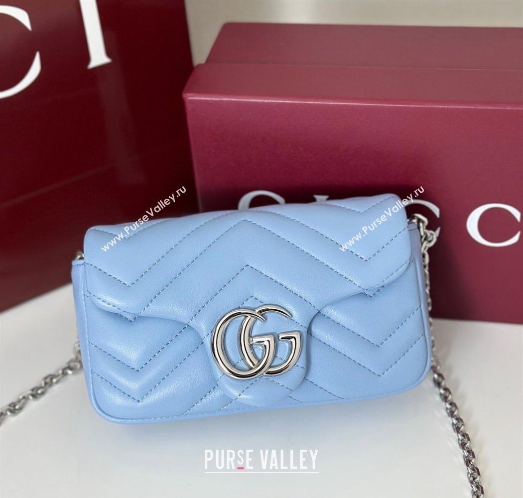 Gucci GG Marmont mini shoulder bag Light Blue 2025 841290 (DLH-250630009)