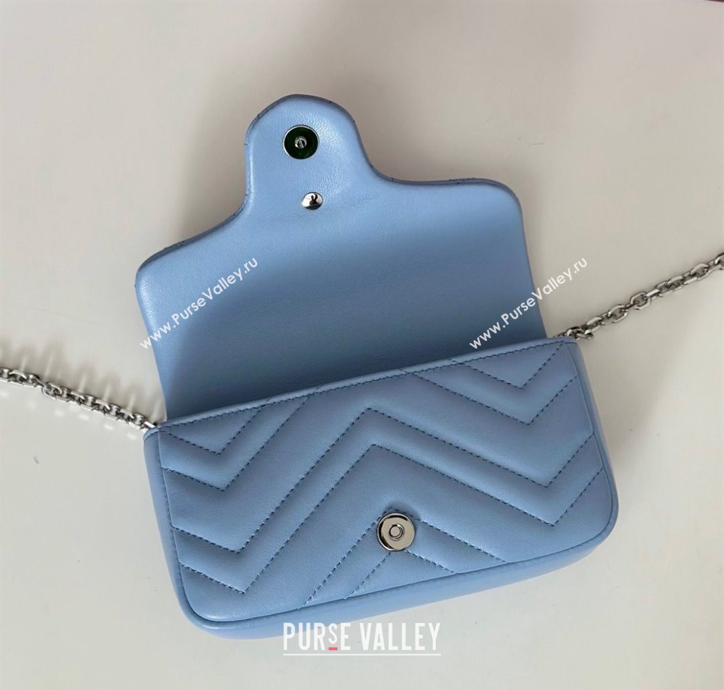Gucci GG Marmont mini shoulder bag Light Blue 2025 841290 (DLH-250630009)