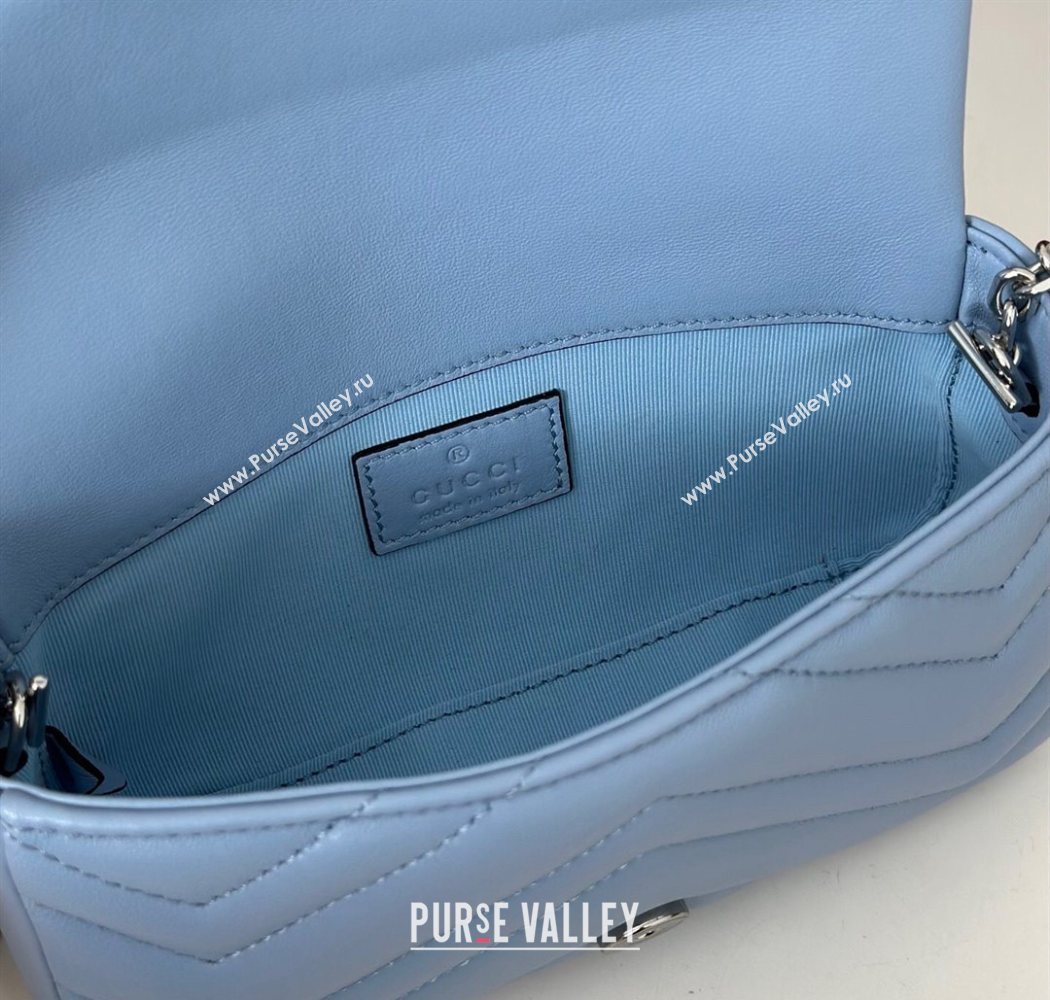 Gucci GG Marmont mini shoulder bag Light Blue 2025 841290 (DLH-250630009)