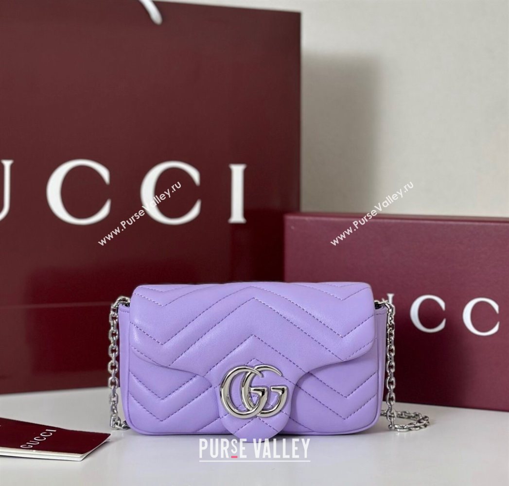 Gucci GG Marmont mini shoulder bag Lilac Purple 2025 841290 (DLH-250630011)