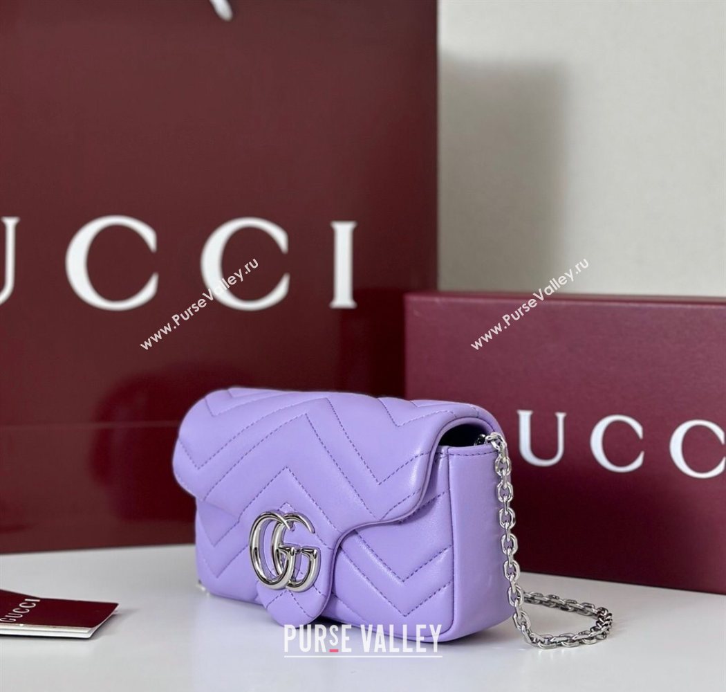 Gucci GG Marmont mini shoulder bag Lilac Purple 2025 841290 (DLH-250630011)